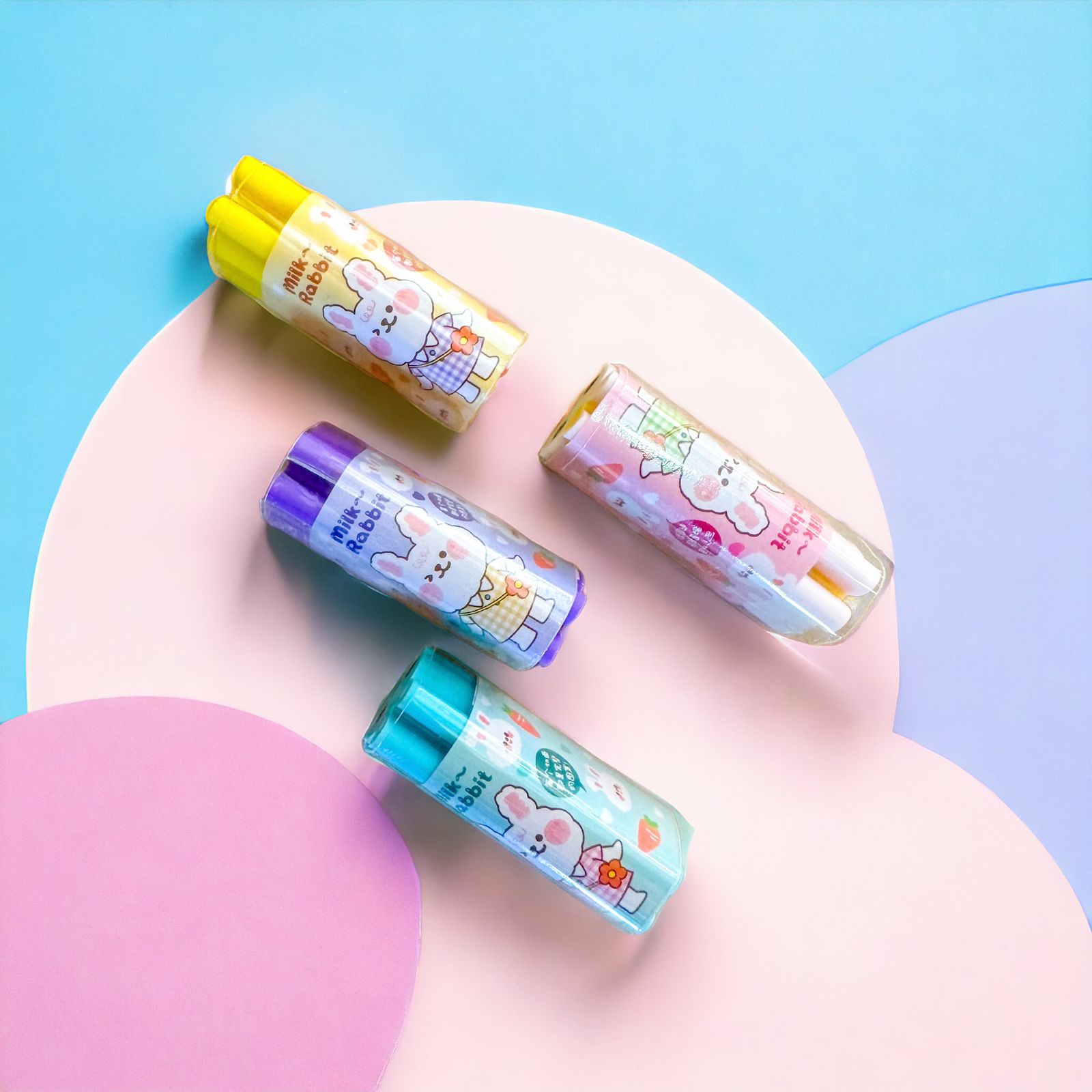 Borrador en Barra Conejitos de Colores Kawaii