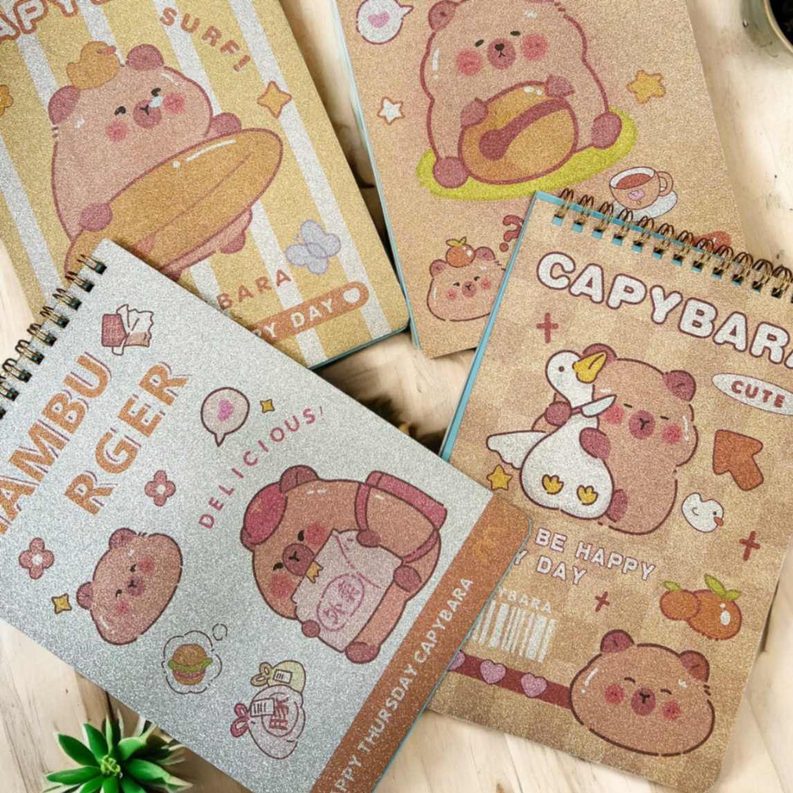 Cuaderno Vertical Capybara Glitter