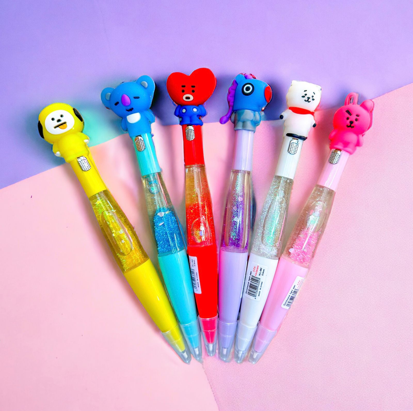 Lapicero Agua Glitter BT21 con Luz