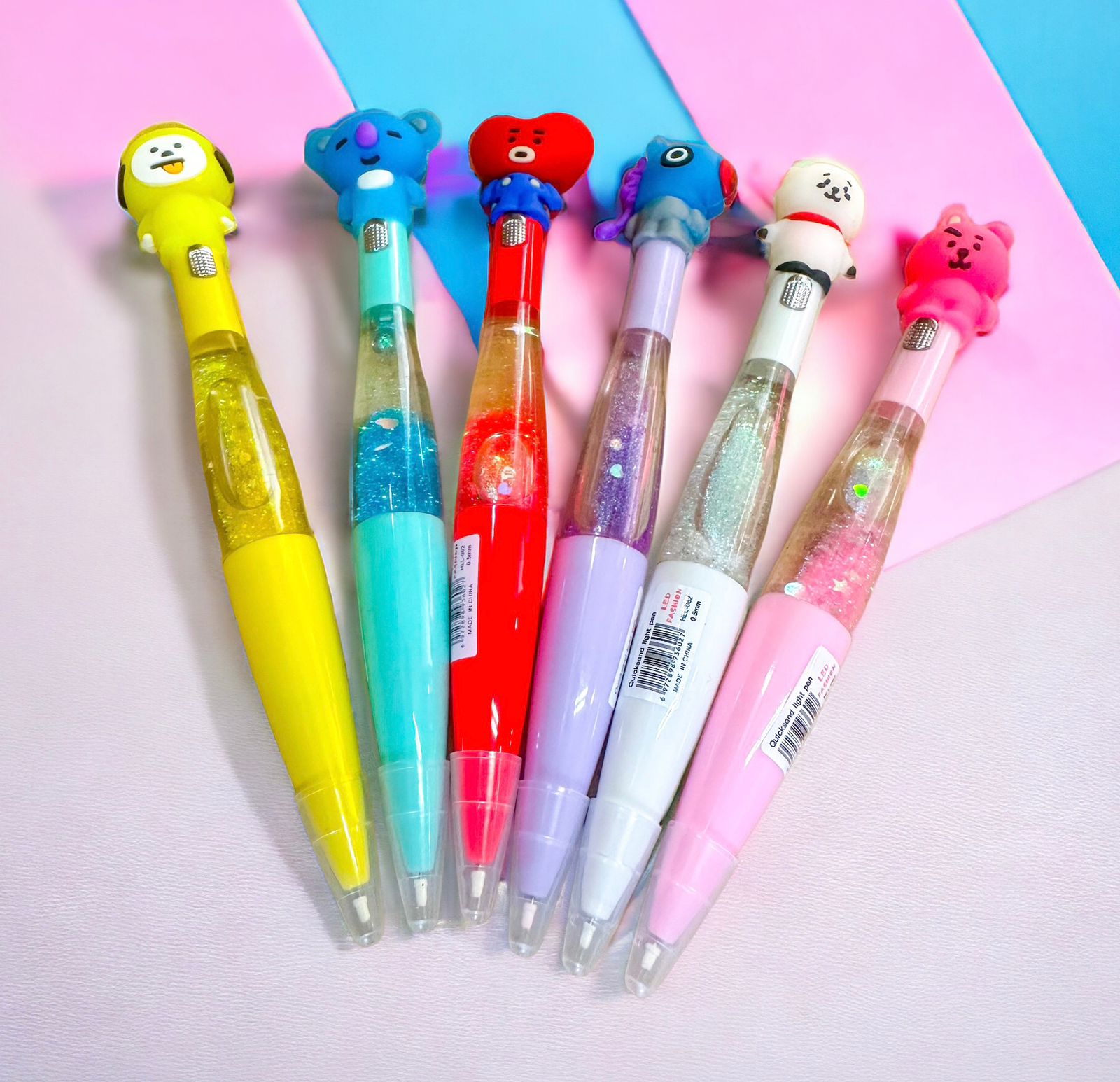 Lapicero Agua Glitter BT21 con Luz