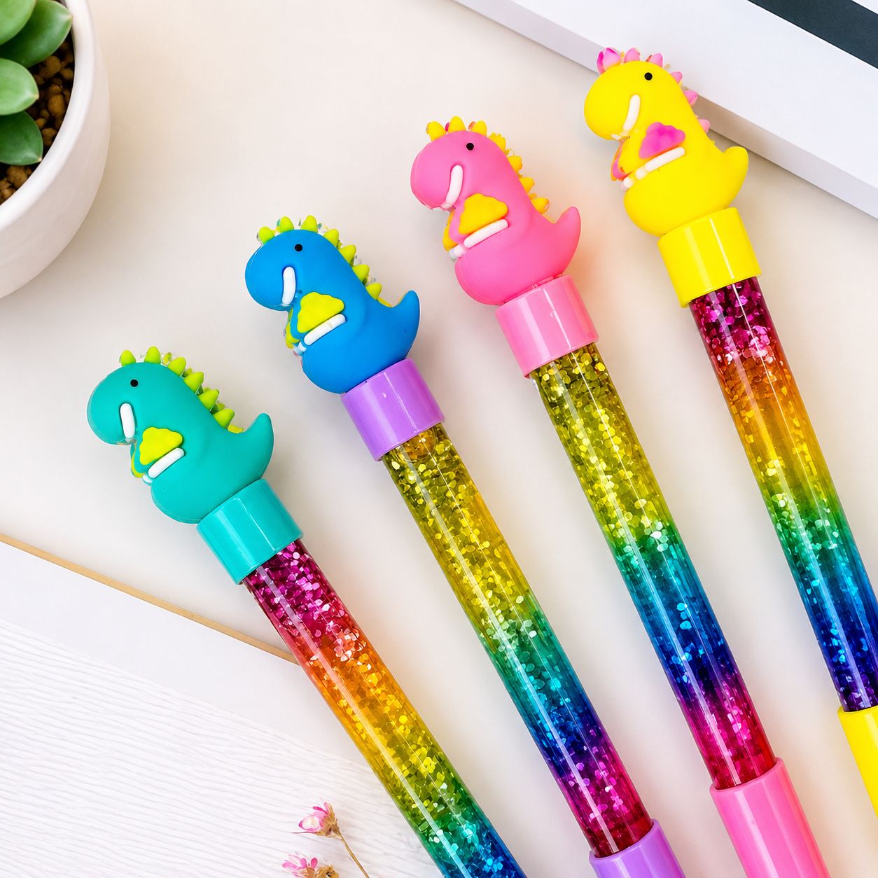Glitter Water Dino Pen