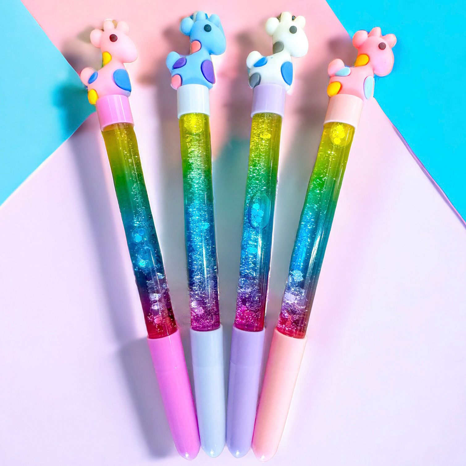 Lapicero Agua Glitter Jirafa Pastel