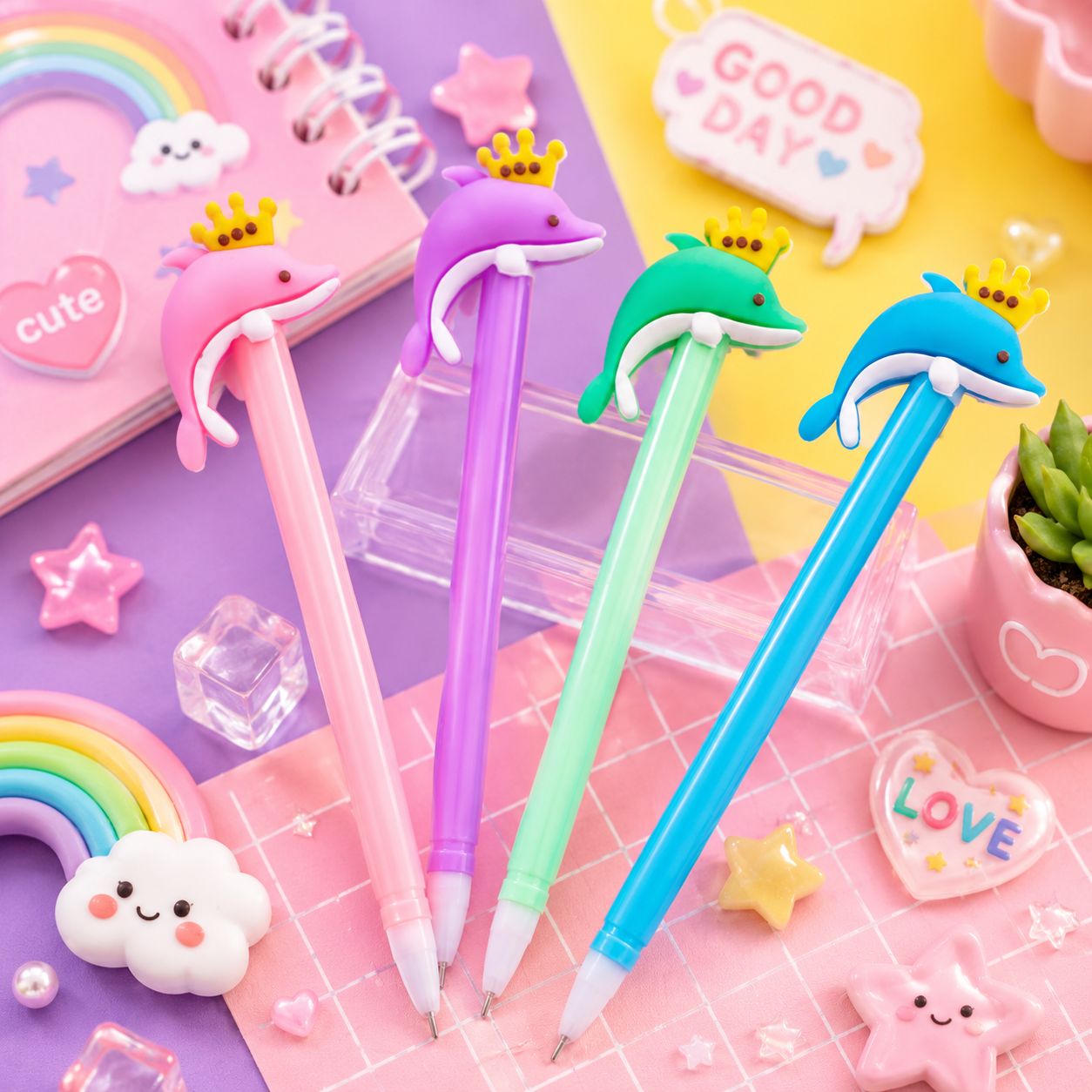 Kawaii Crown Dolphin Pen