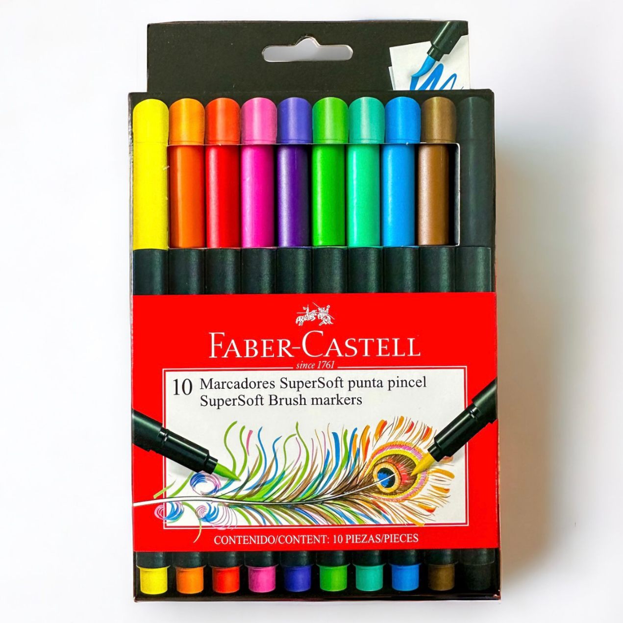 Marcadores Punta Pincel Supersoft Faber Castell x10