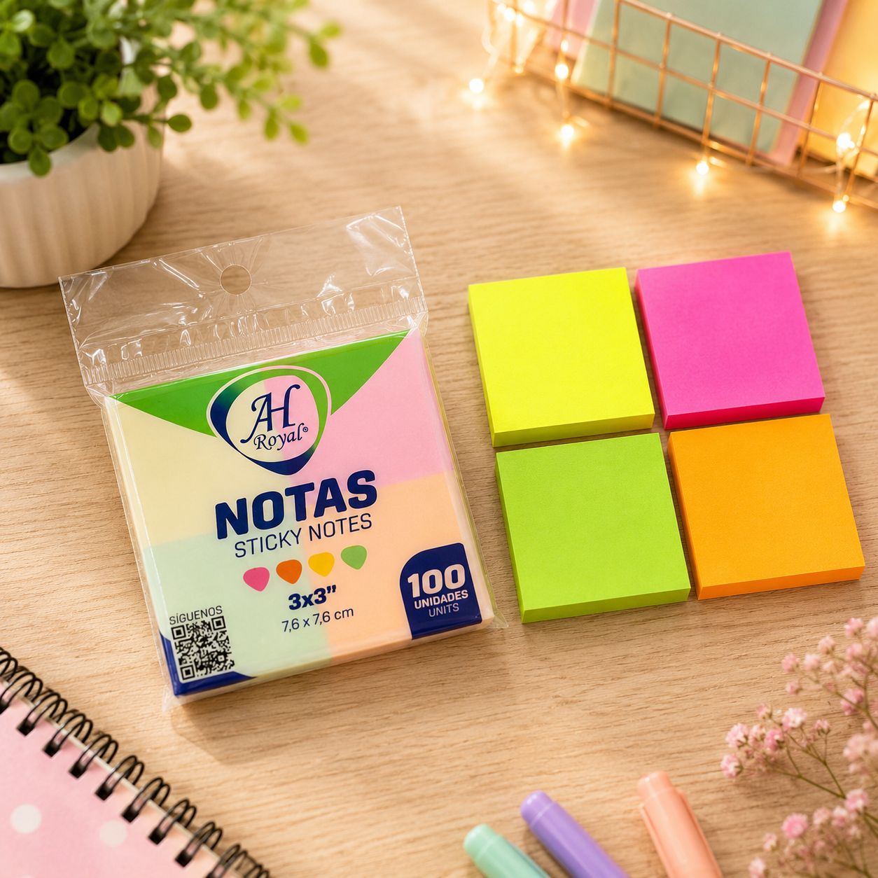 Notas Adhesivas Neón x4