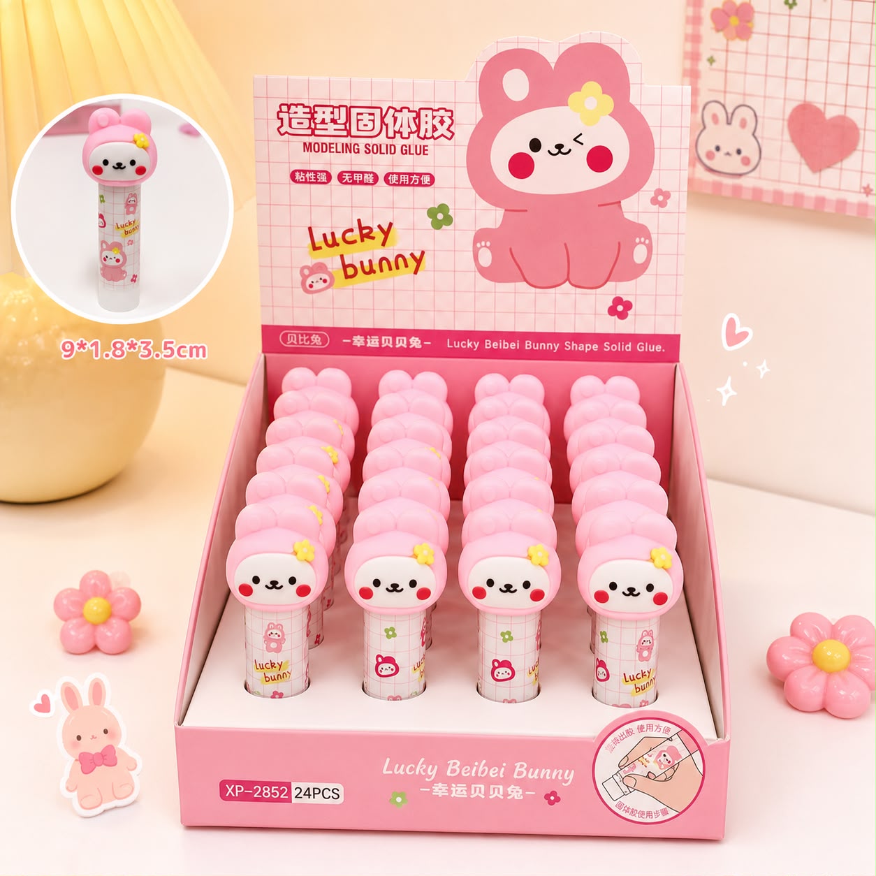 Kawaii Pink Bunny Glue Stick