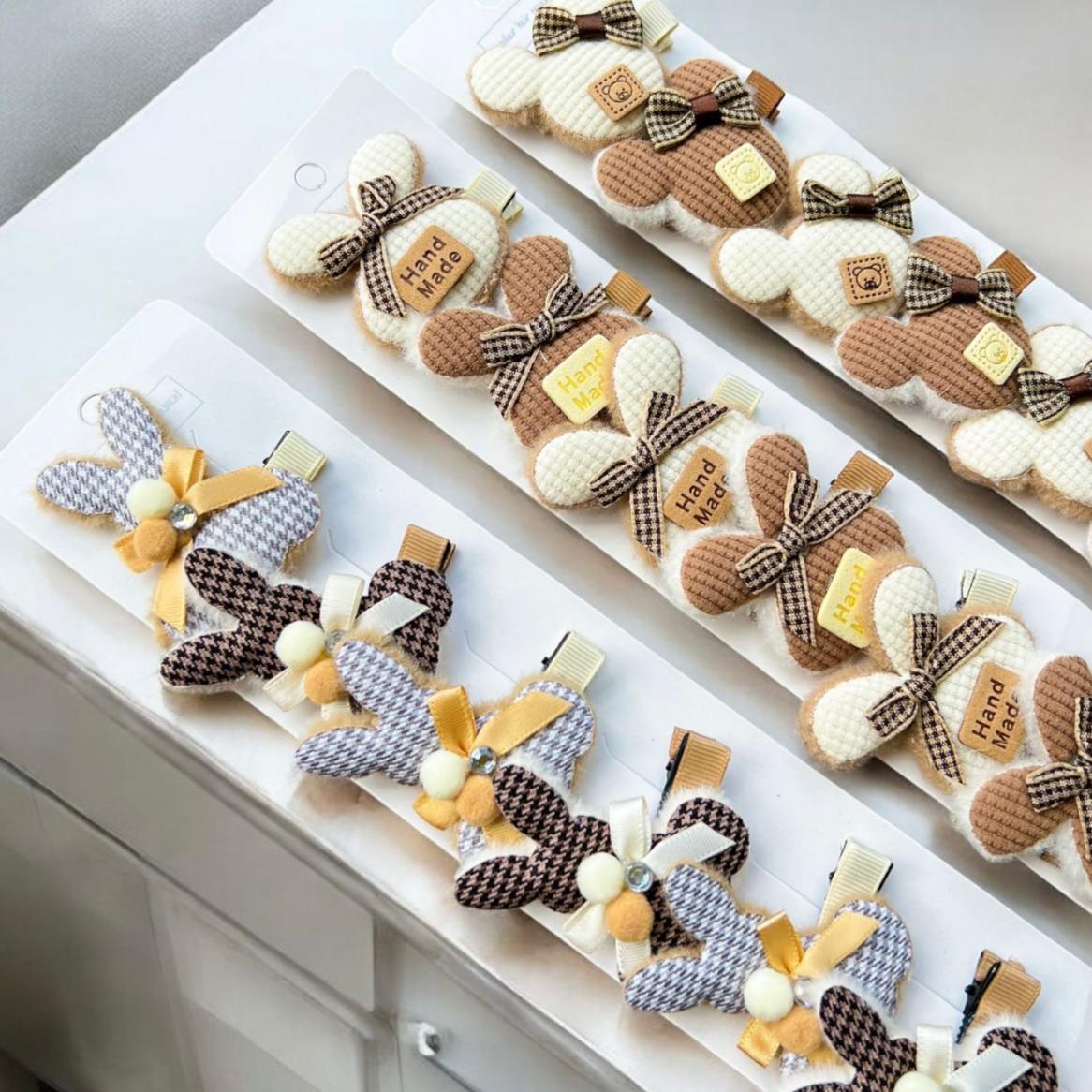 Pinza para Cabello Tejido Cafe Tira x10