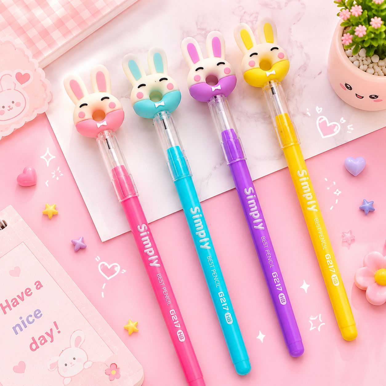 Pencil 11 Leads Bunny Donut Kawaii