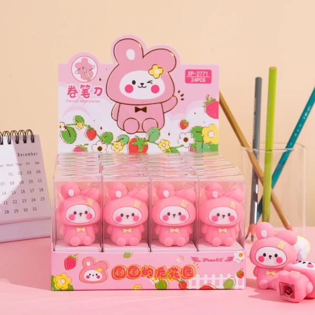 Sacapuntas Conejito Rosa Kawaii