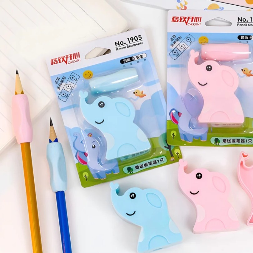 Sacapuntas Elefante Azul y Rosa