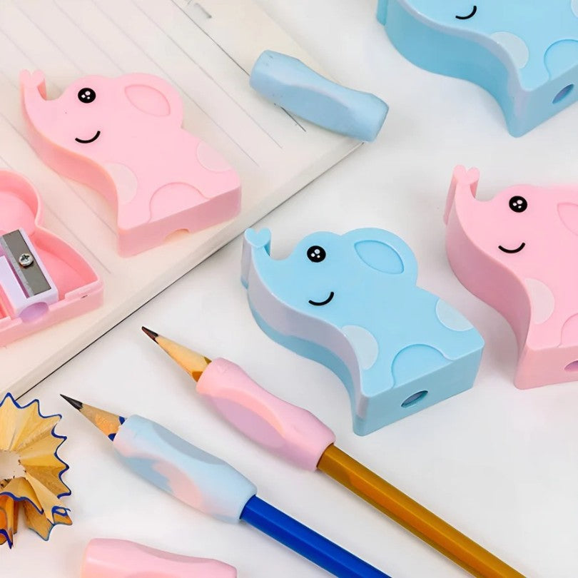 Sacapuntas Elefante Azul y Rosa