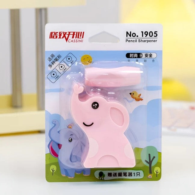 Sacapuntas Elefante Azul y Rosa