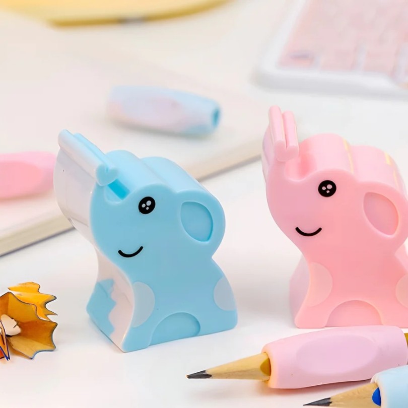 Sacapuntas Elefante Azul y Rosa