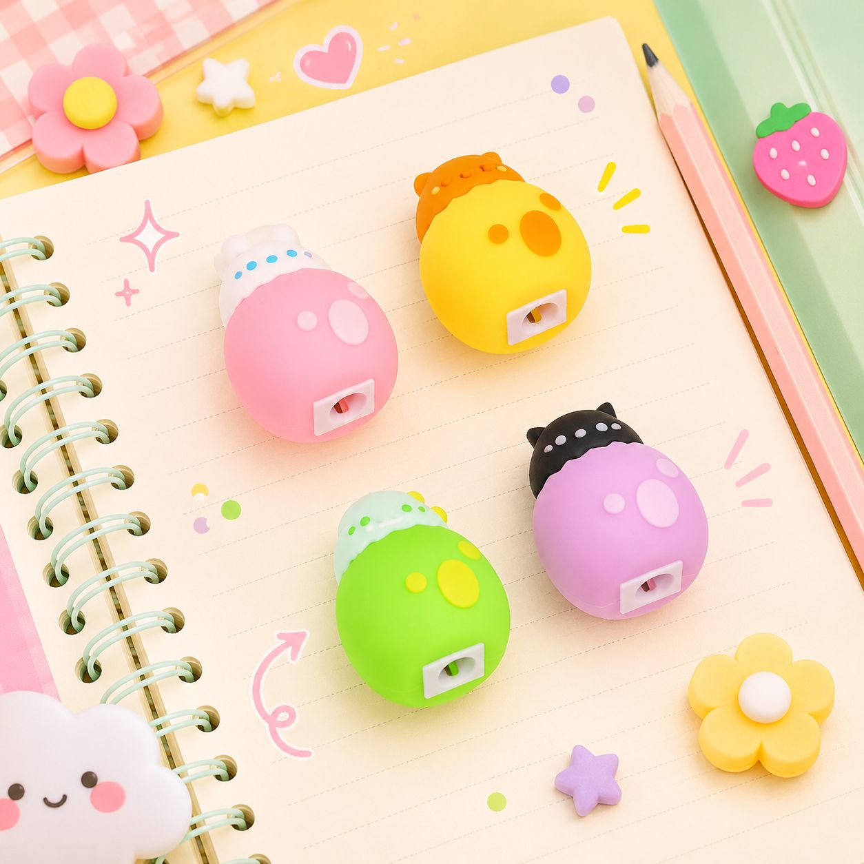 Kawaii Pet Pencil Sharpeners in Little Eggs
