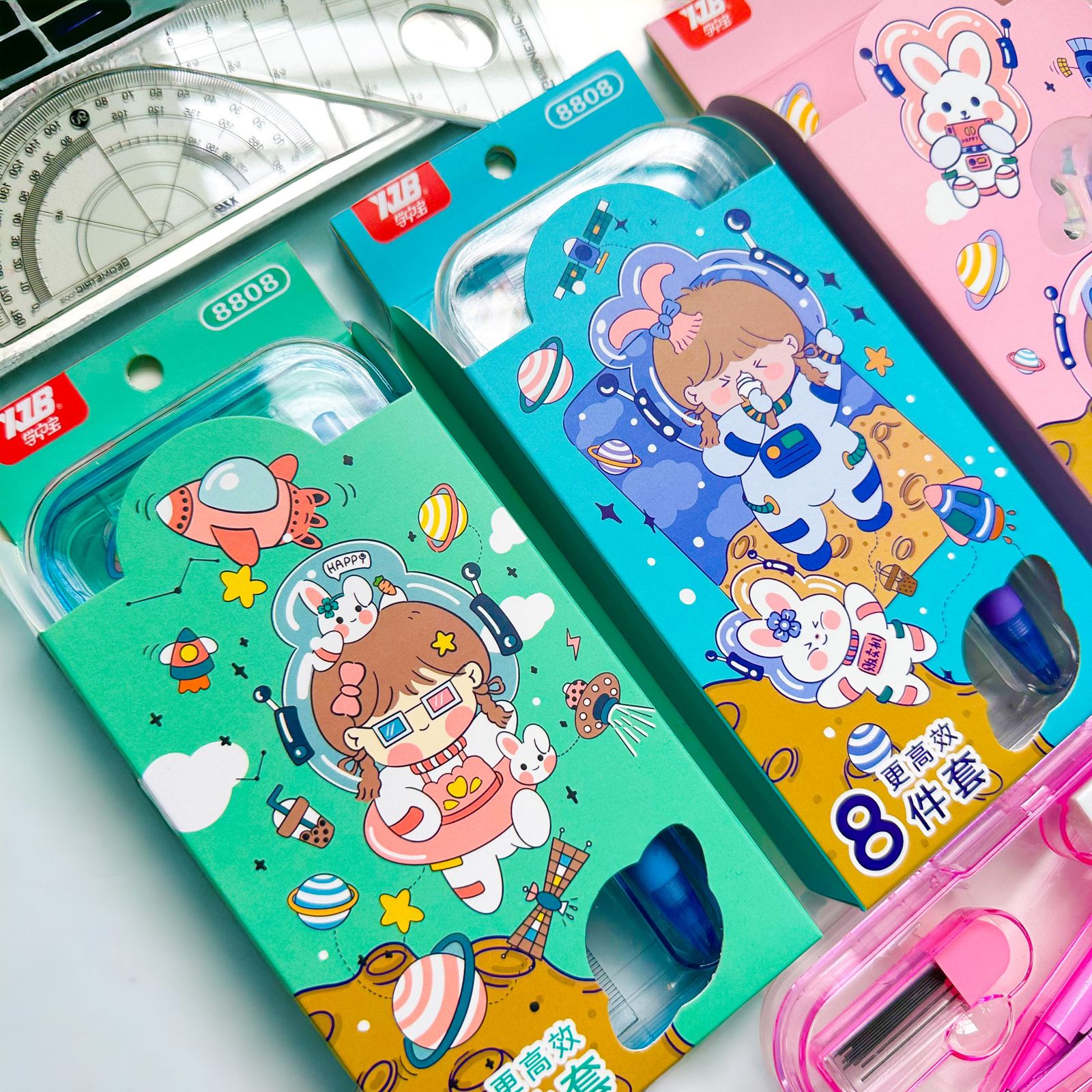 Set de Reglas con Compas Muñequita Espacial