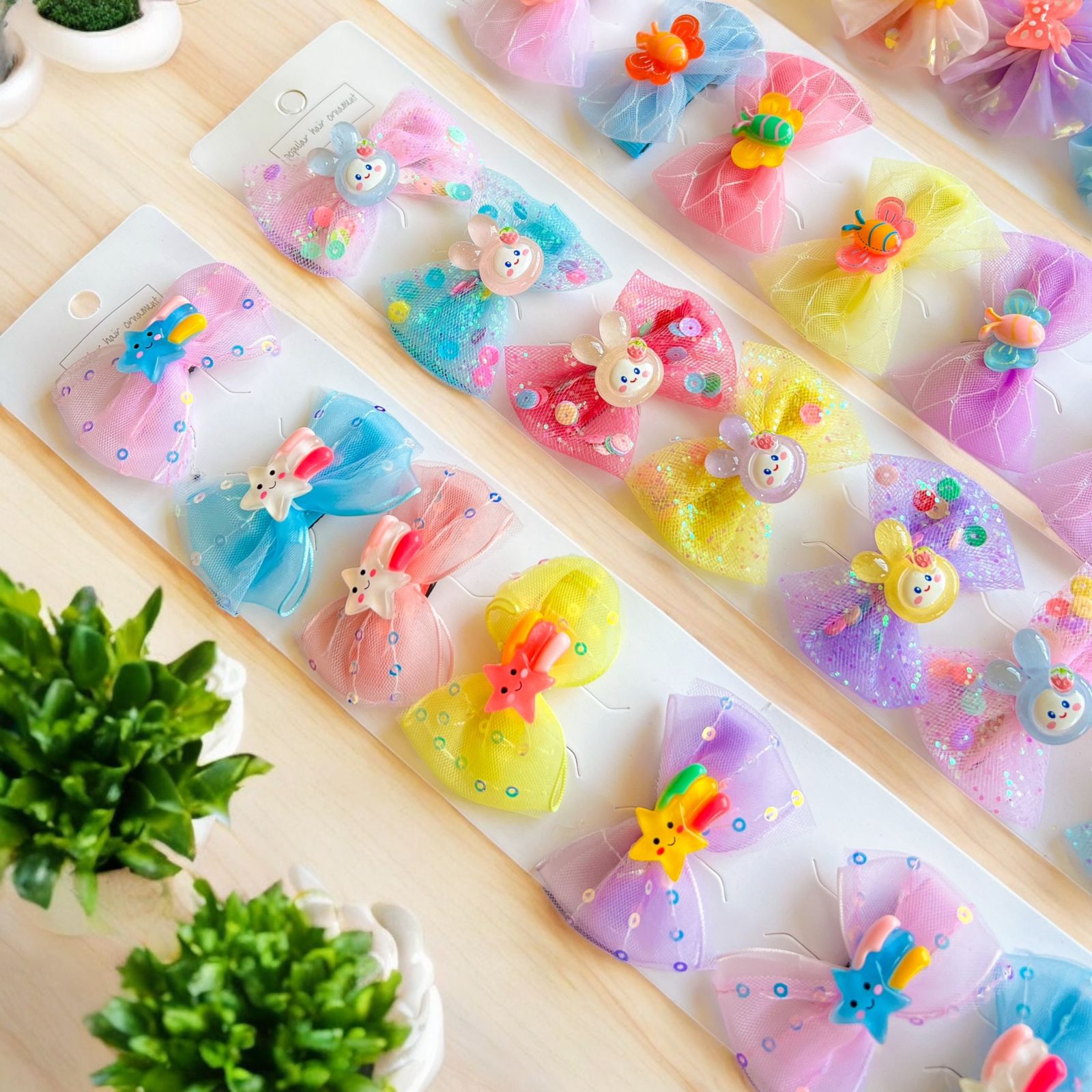 Tira Pinzas de Cabello Decoradas x10