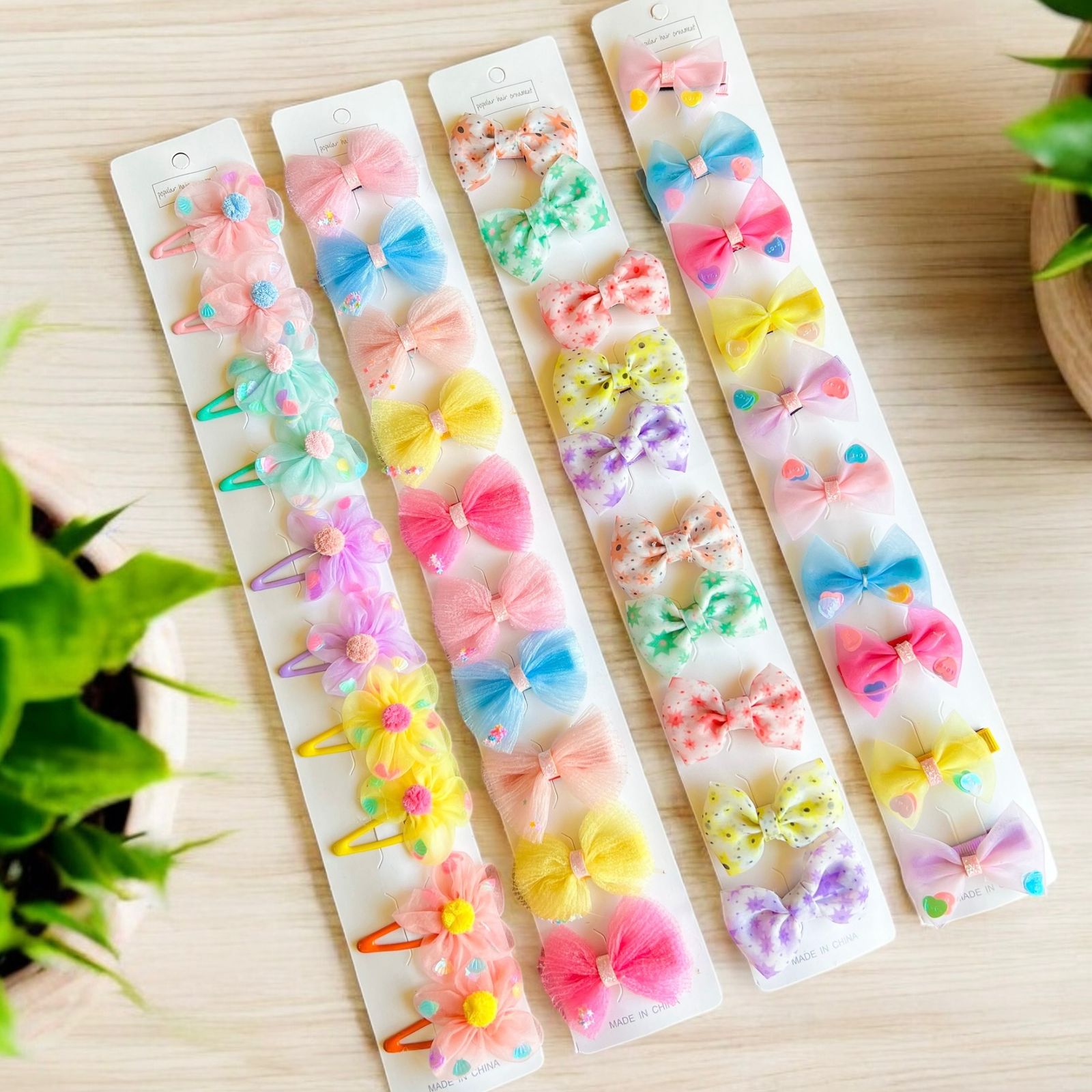 Tira Pinzas de Cabello Decoradas x10