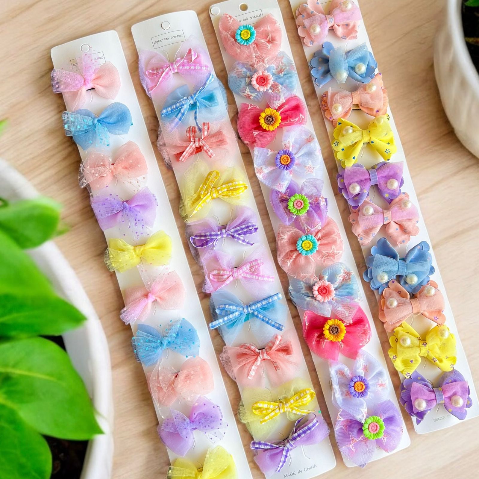Tira Pinzas de Cabello Decoradas x10