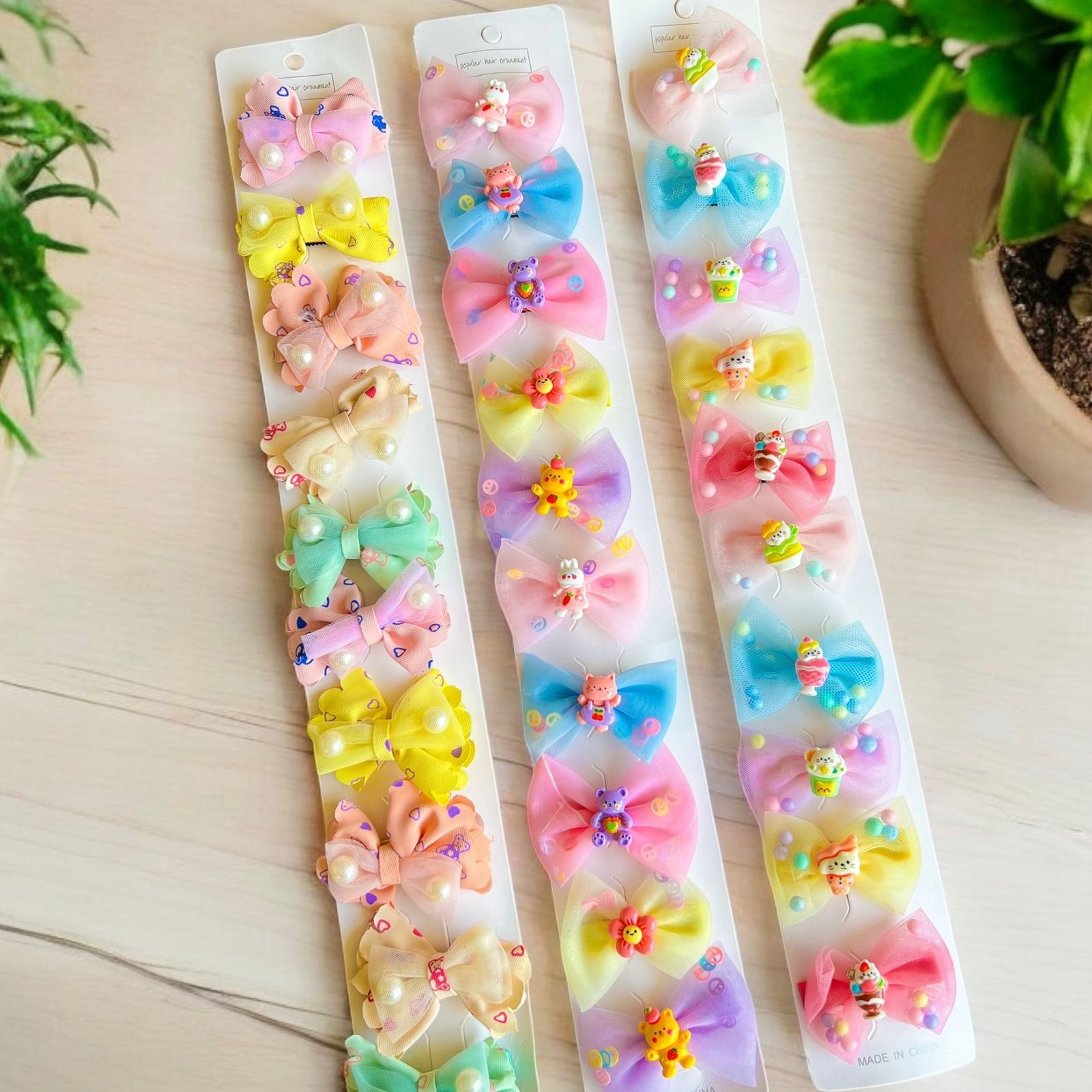 Tira Pinzas de Cabello Decoradas x10