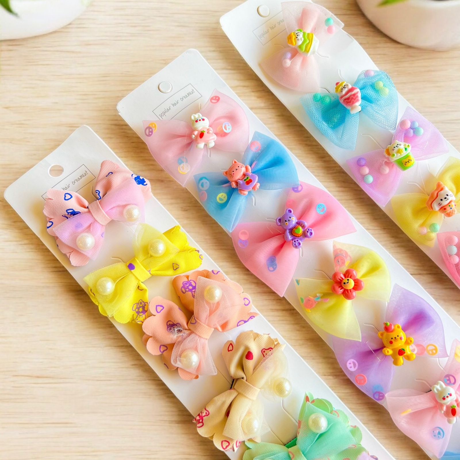 Tira Pinzas de Cabello Decoradas x10