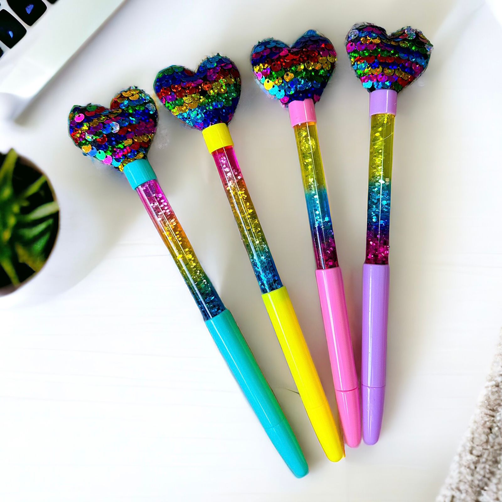 Lapicero Agua Glitter Corazon Lentejuelas