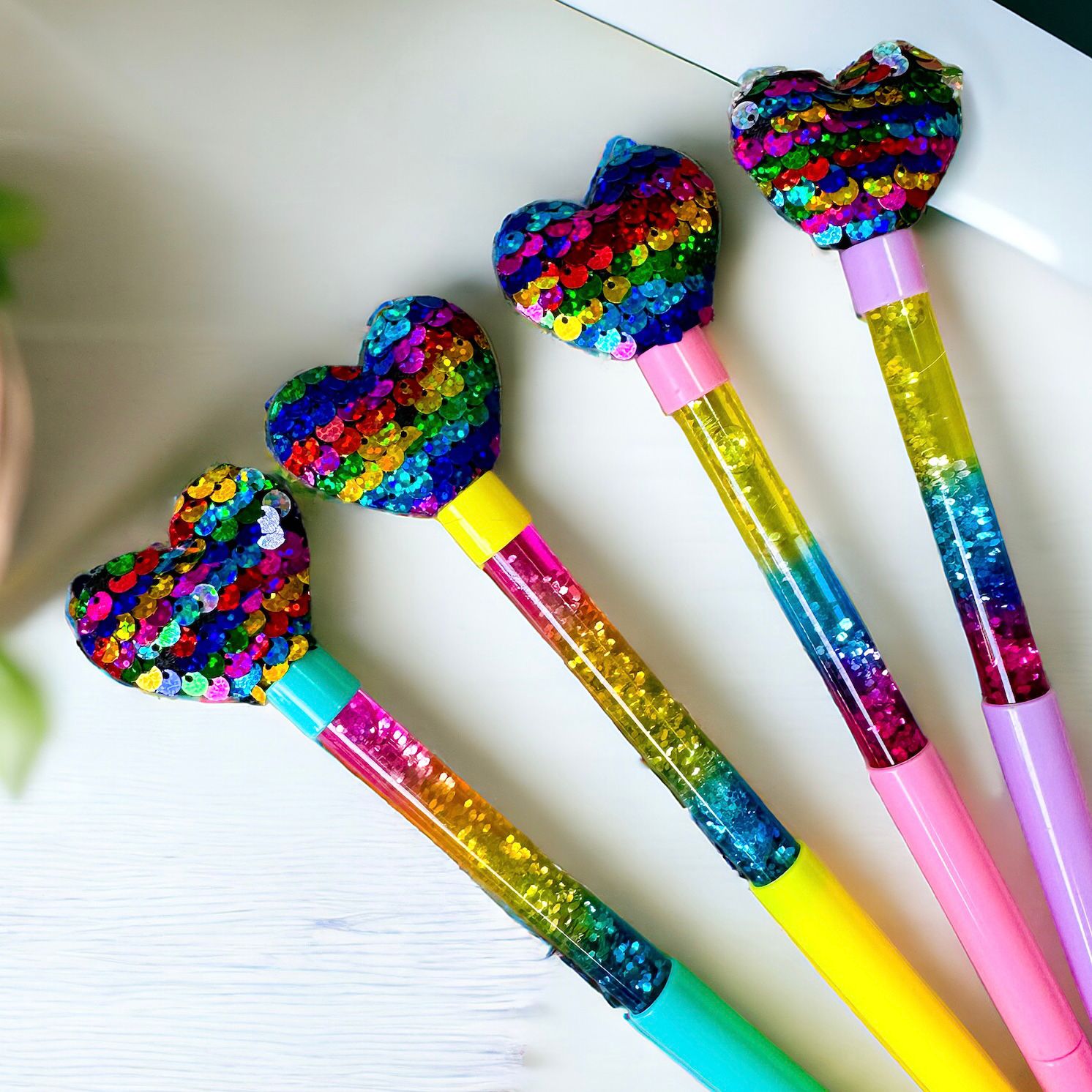 Lapicero Agua Glitter Corazon Lentejuelas