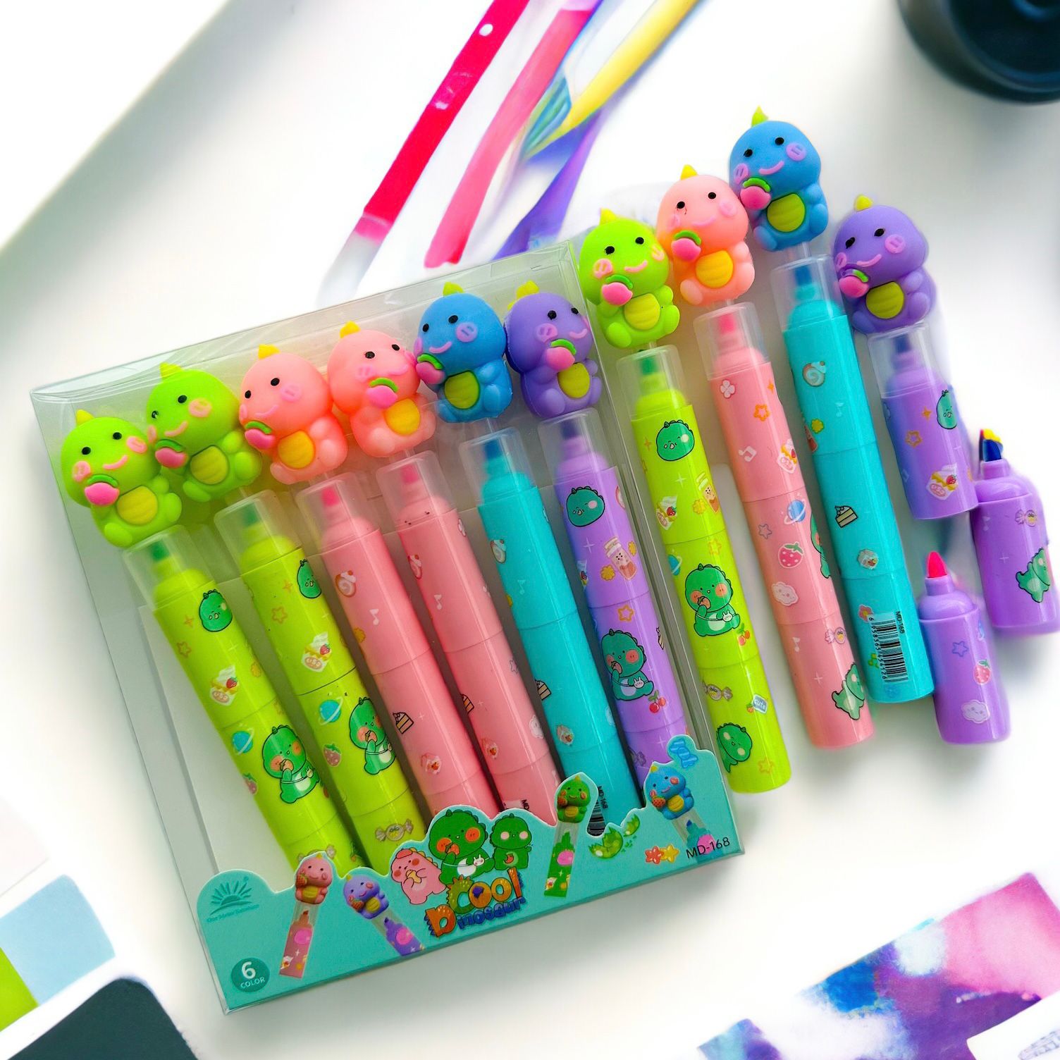Resaltador Triple Color Dino x6