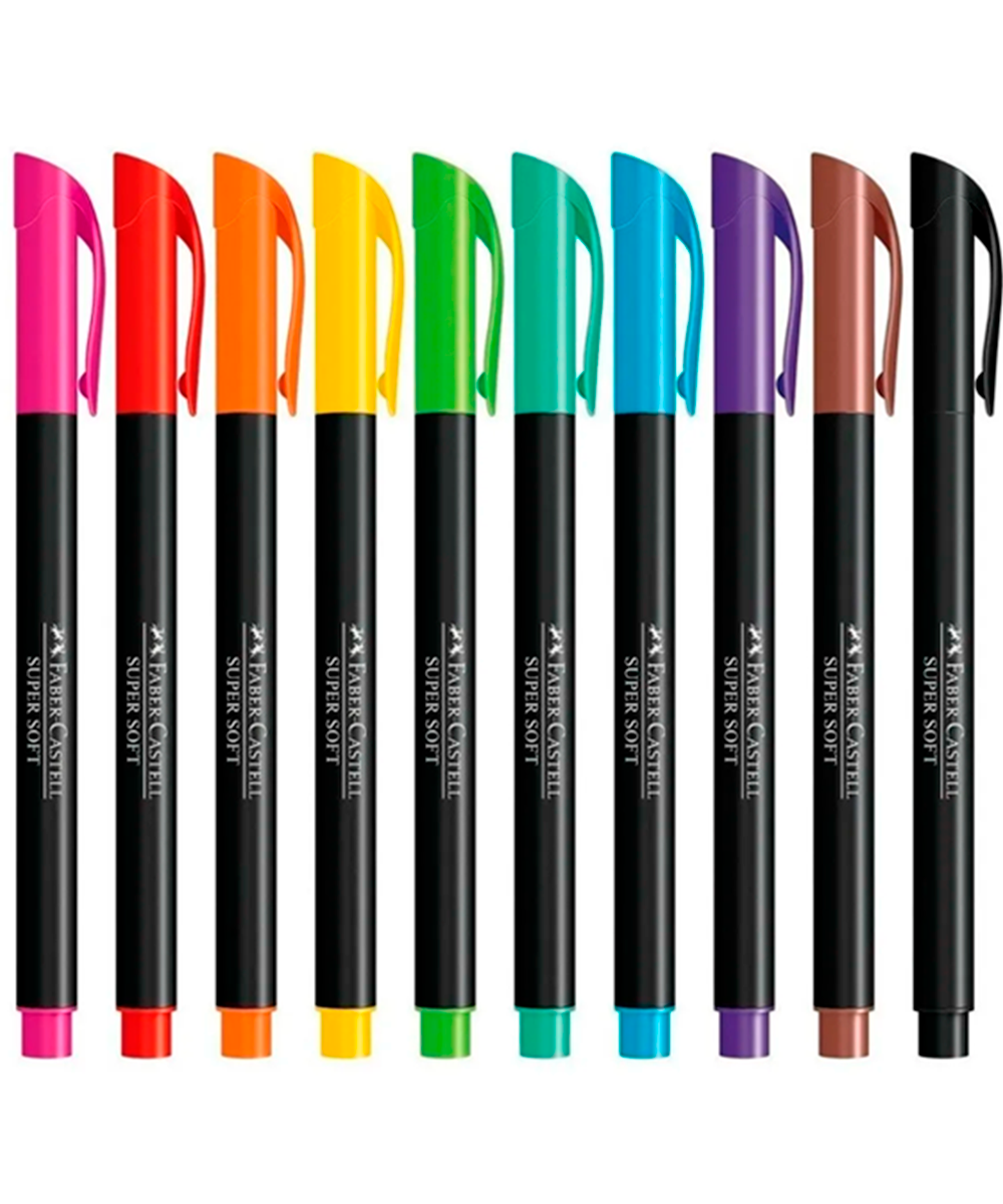 Marcadores Punta Pincel Supersoft Faber Castell x10