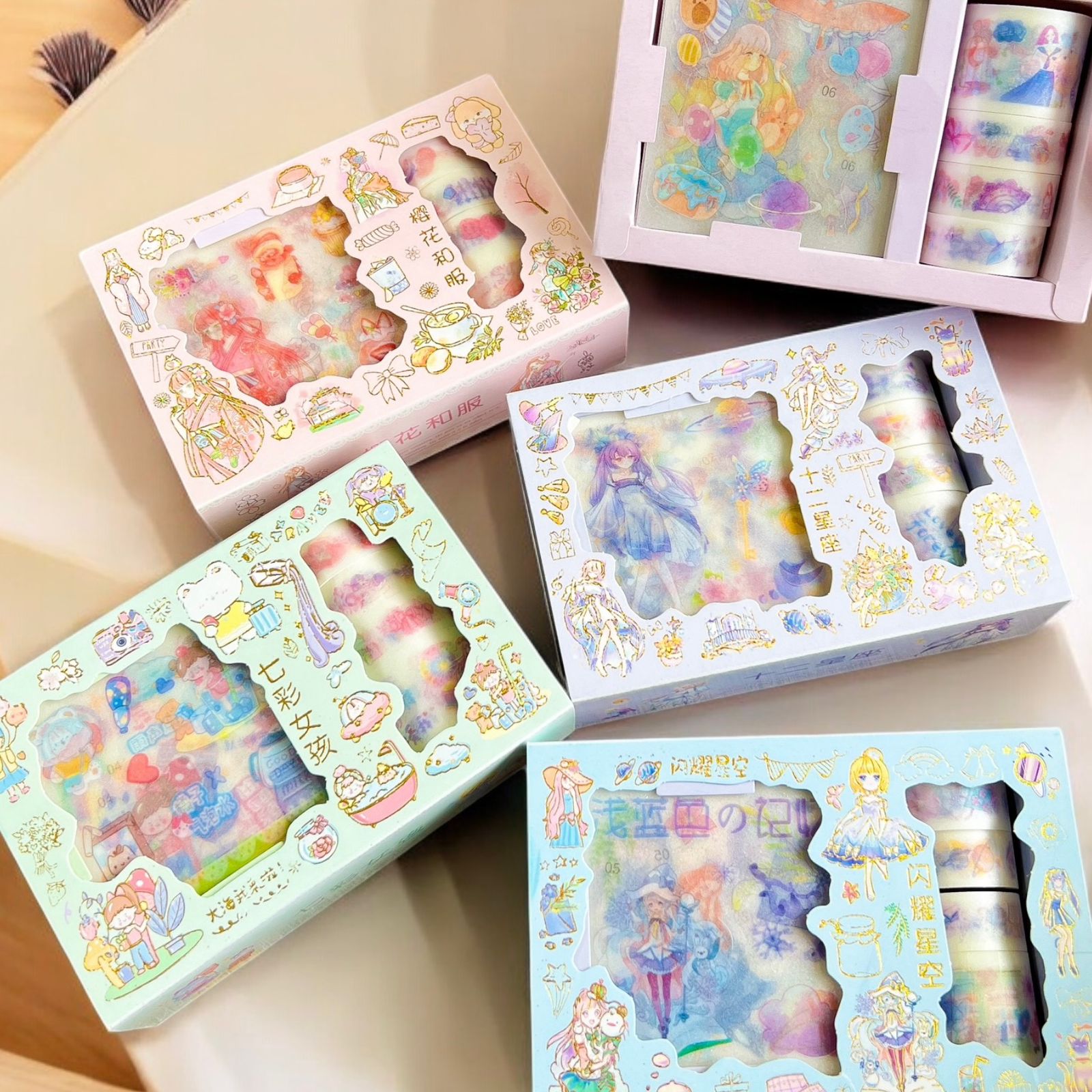 Caja de Stickers y Washi Tape Kawaii