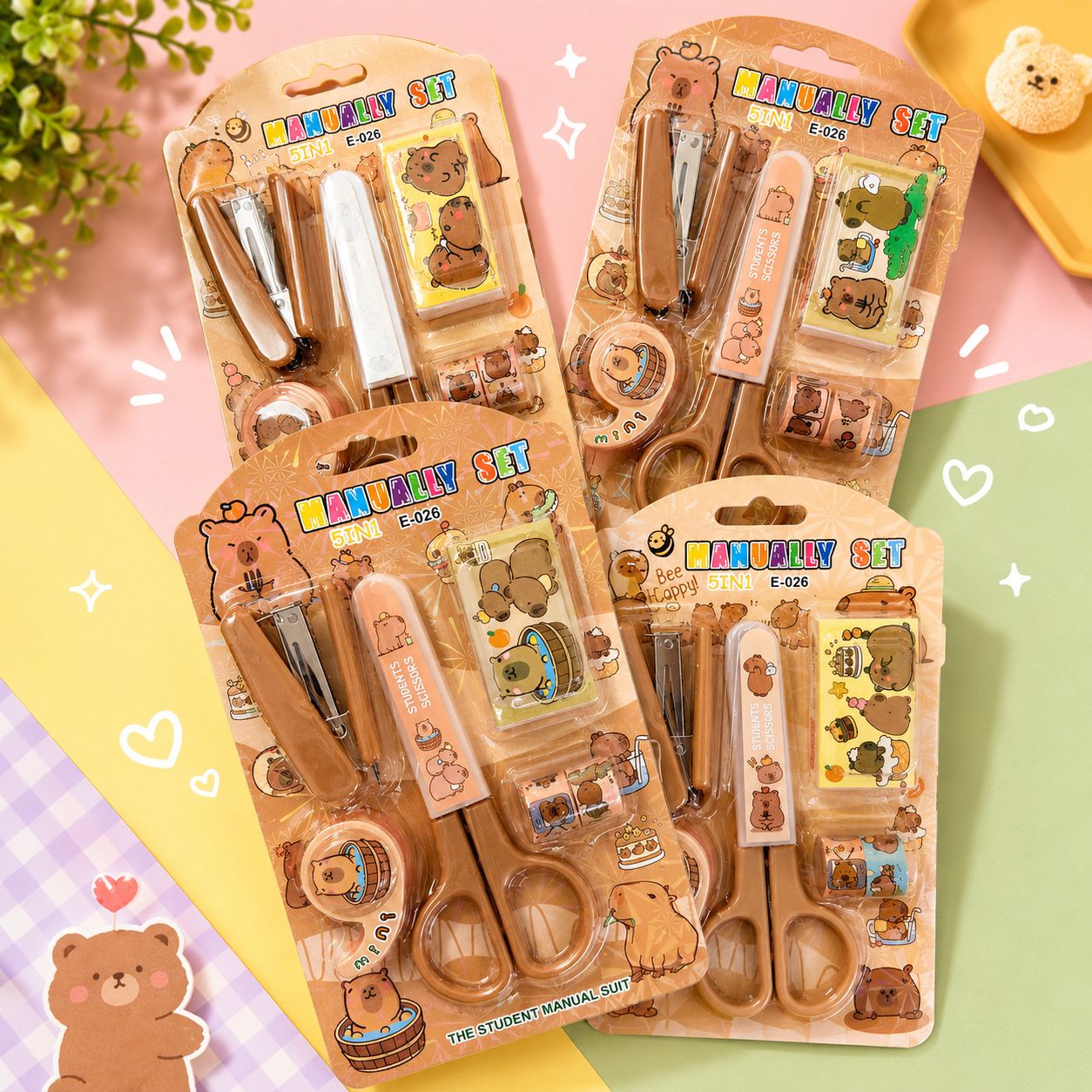 Kit de Papeleria Capybara Grapadora y Grapas