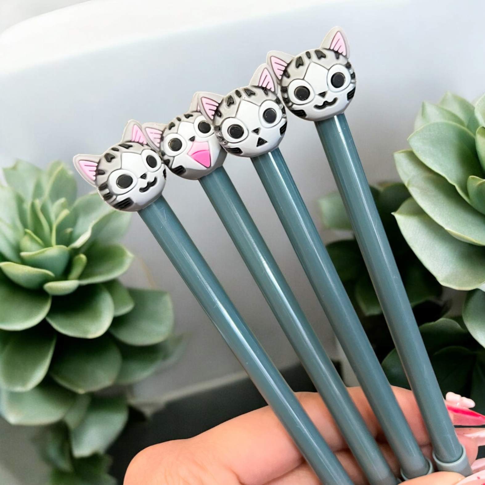 Lapicero Gatito Gris Caritas
