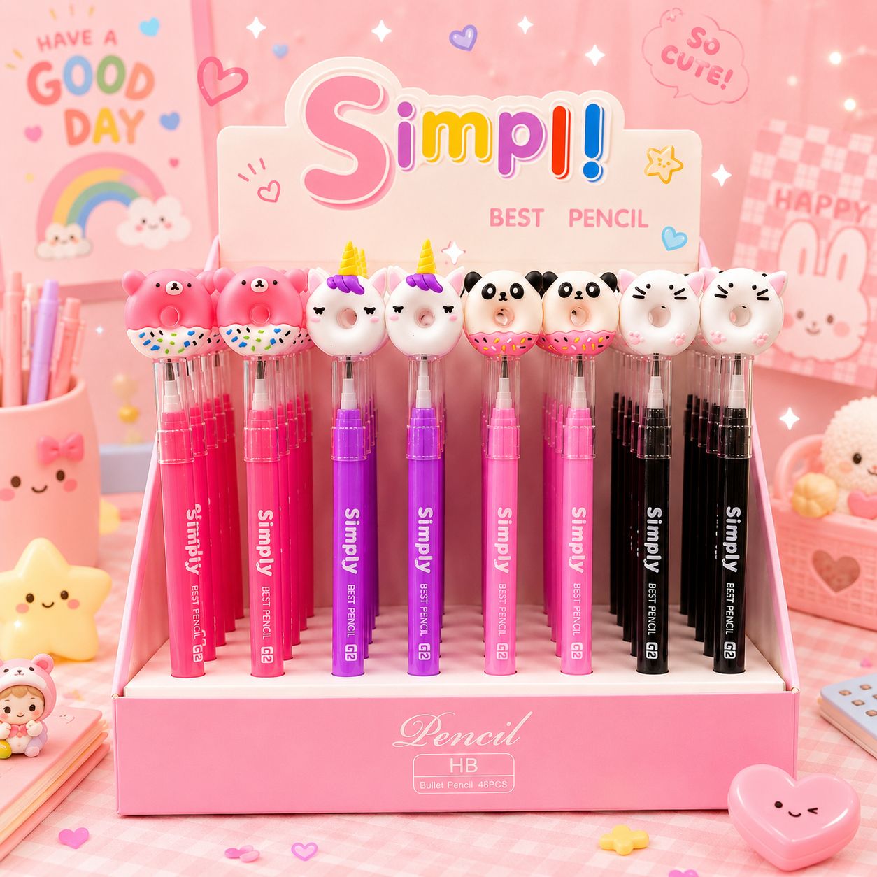 Mechanical Pencil 11 Animal Erasers Donut Unicorn