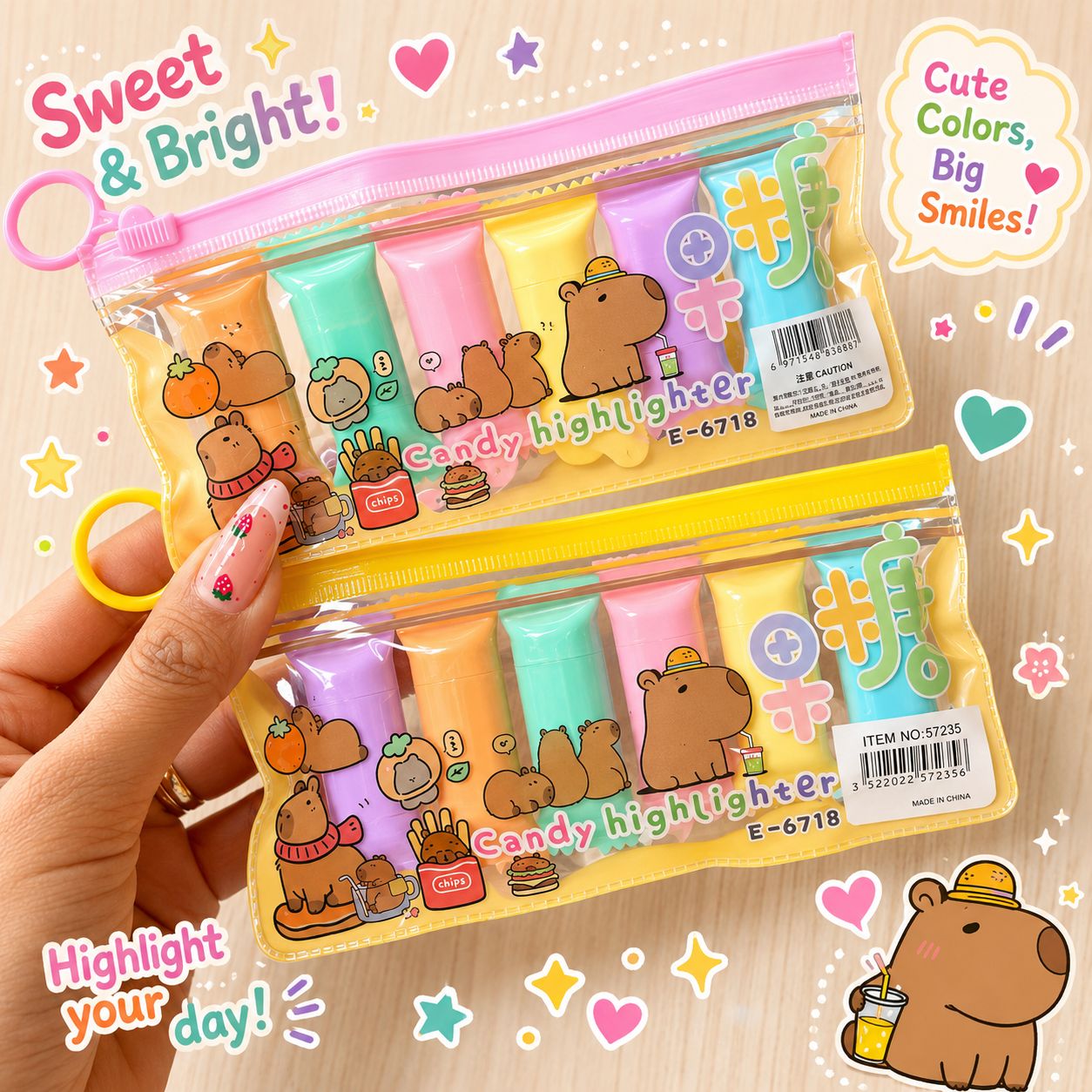 Set de Resaltadores Capybara Candy x6